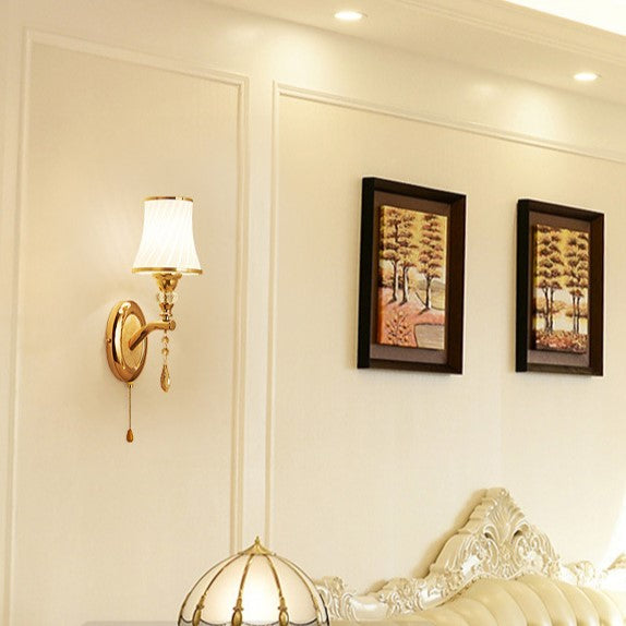 Zinc Alloy Glass Curved Wall Lamp