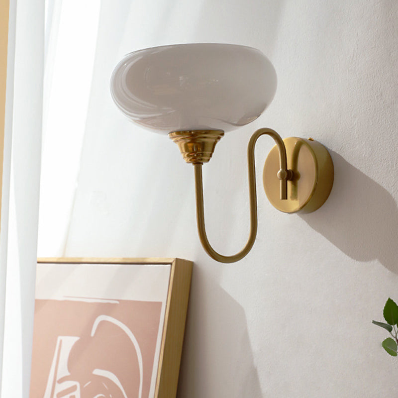 Copper Glass Round Bedroom Wall Lamp