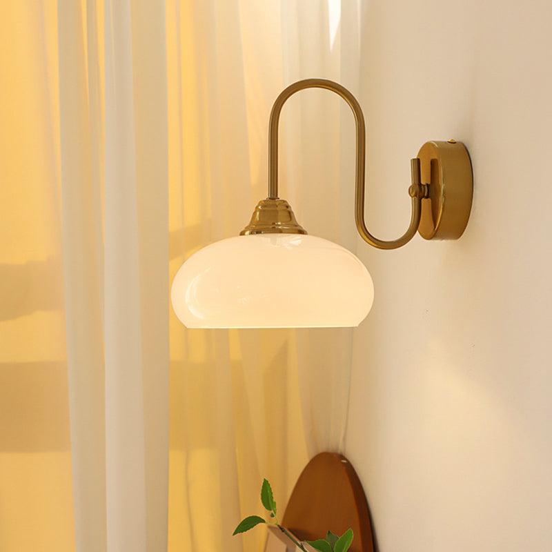 Copper Glass Round Bedroom Wall Lamp