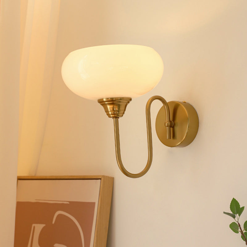 Copper Glass Round Bedroom Wall Lamp