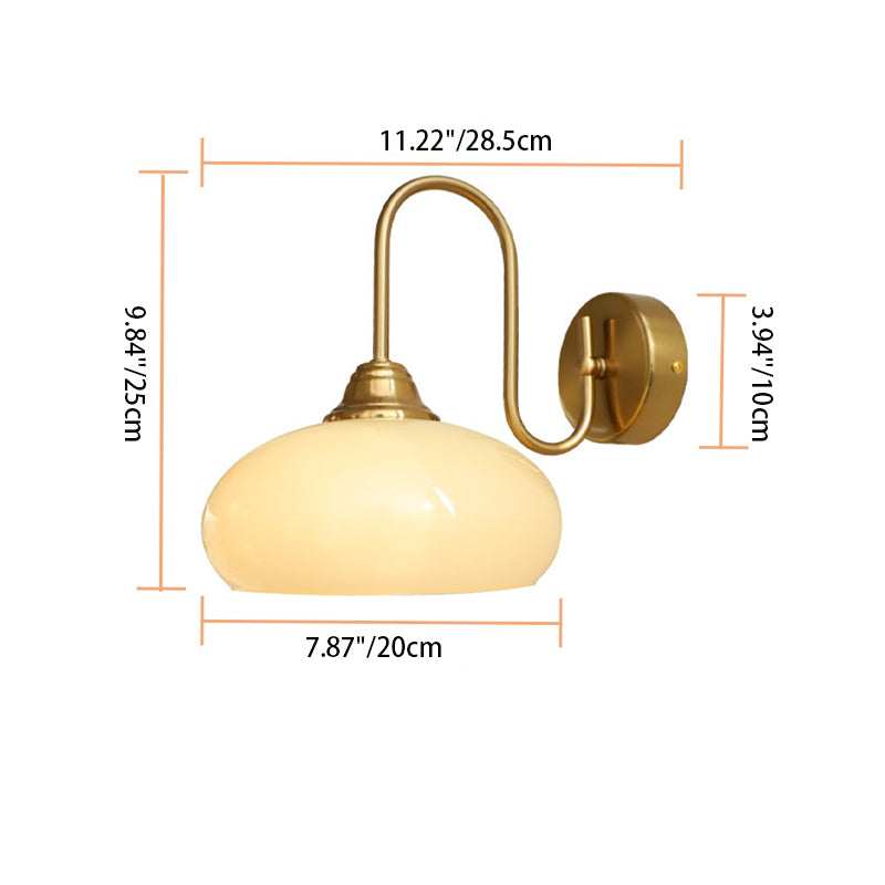 Copper Glass Round Bedroom Wall Lamp