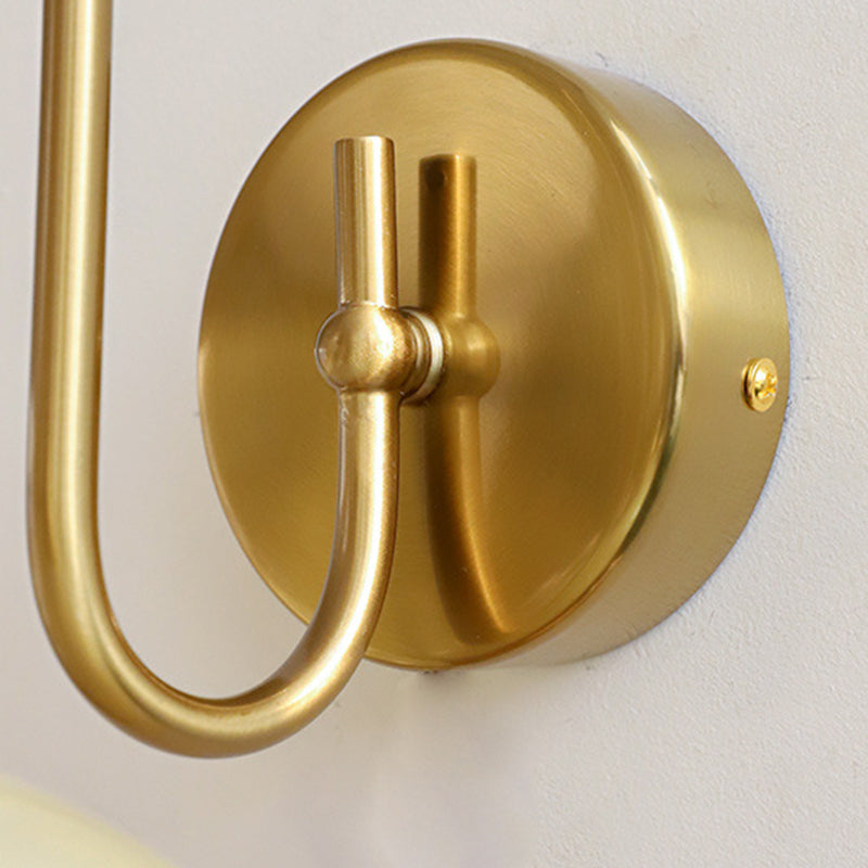 Copper Glass Round Bedroom Wall Lamp