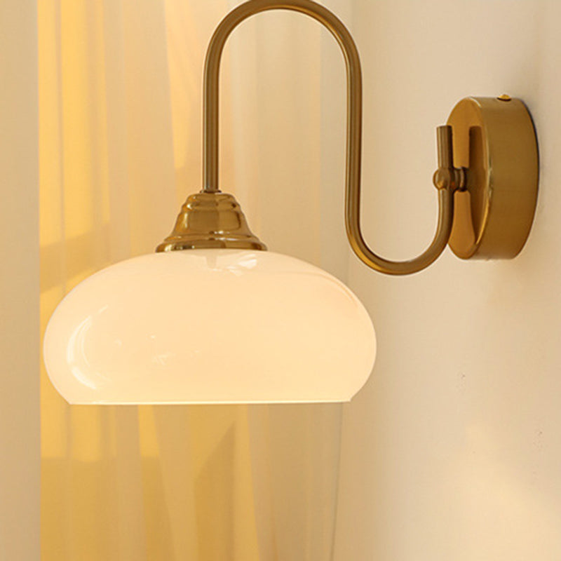 Copper Glass Round Bedroom Wall Lamp