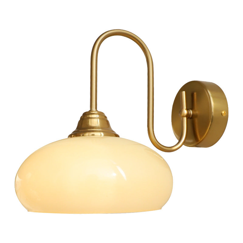 Copper Glass Round Bedroom Wall Lamp