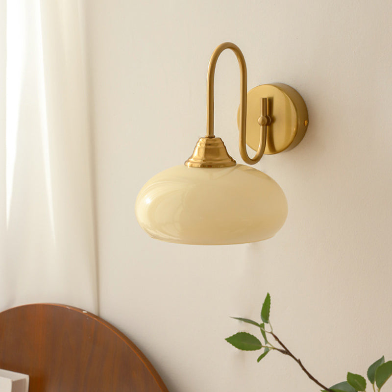 Copper Glass Round Bedroom Wall Lamp