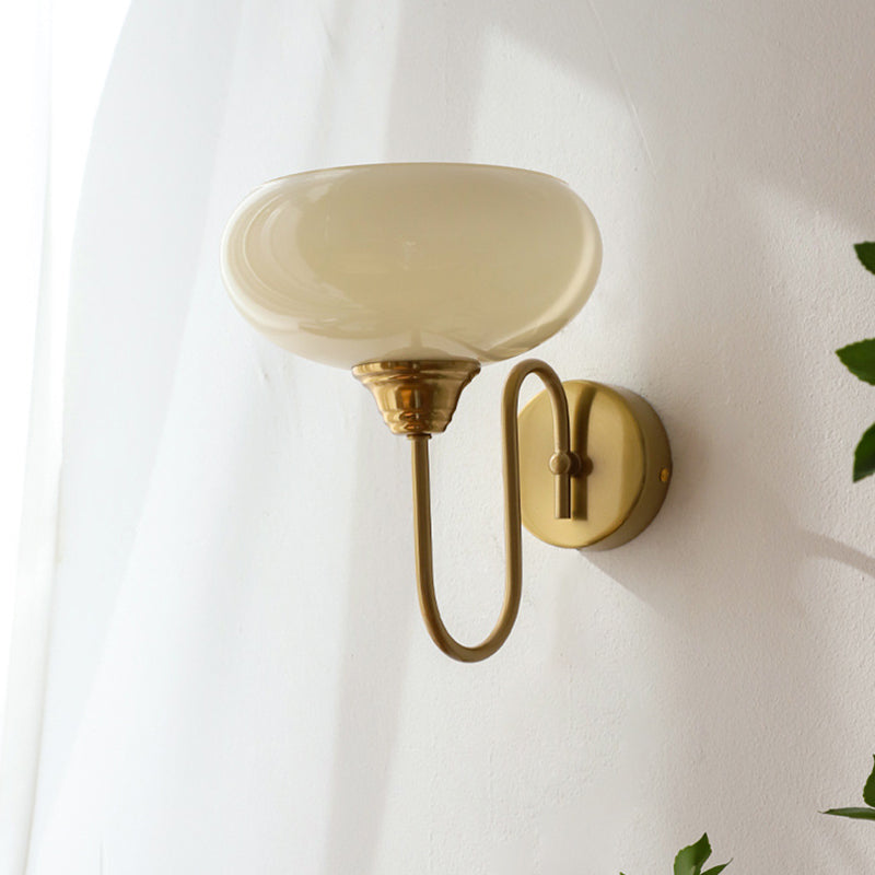 Copper Glass Round Bedroom Wall Lamp