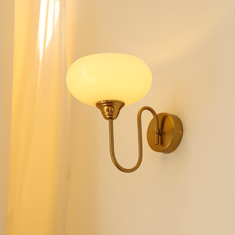 Copper Glass Round Bedroom Wall Lamp