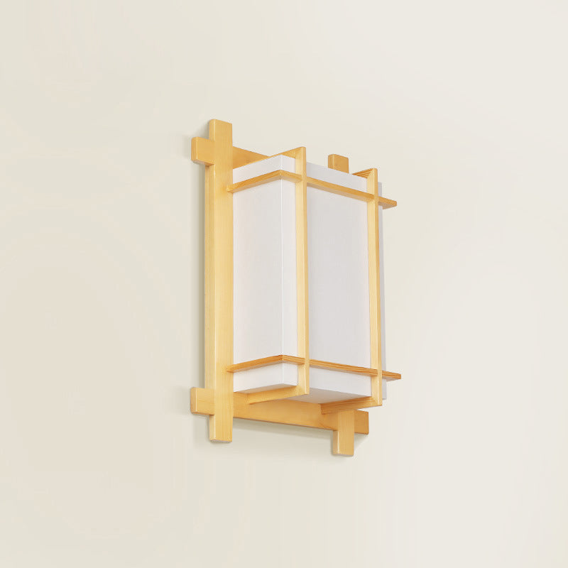 Rectangular Solid Wood Frame 2-Light Wall Lamp
