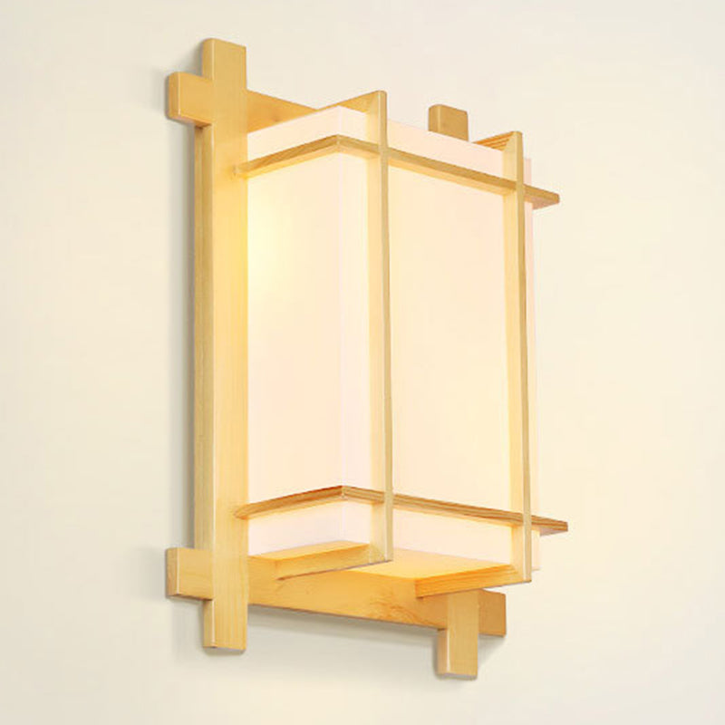 Rectangular Solid Wood Frame 2-Light Wall Lamp
