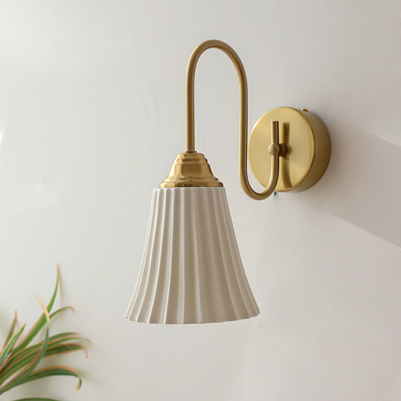 Antique Brass Gooseneck Ceramic Wall Lamp