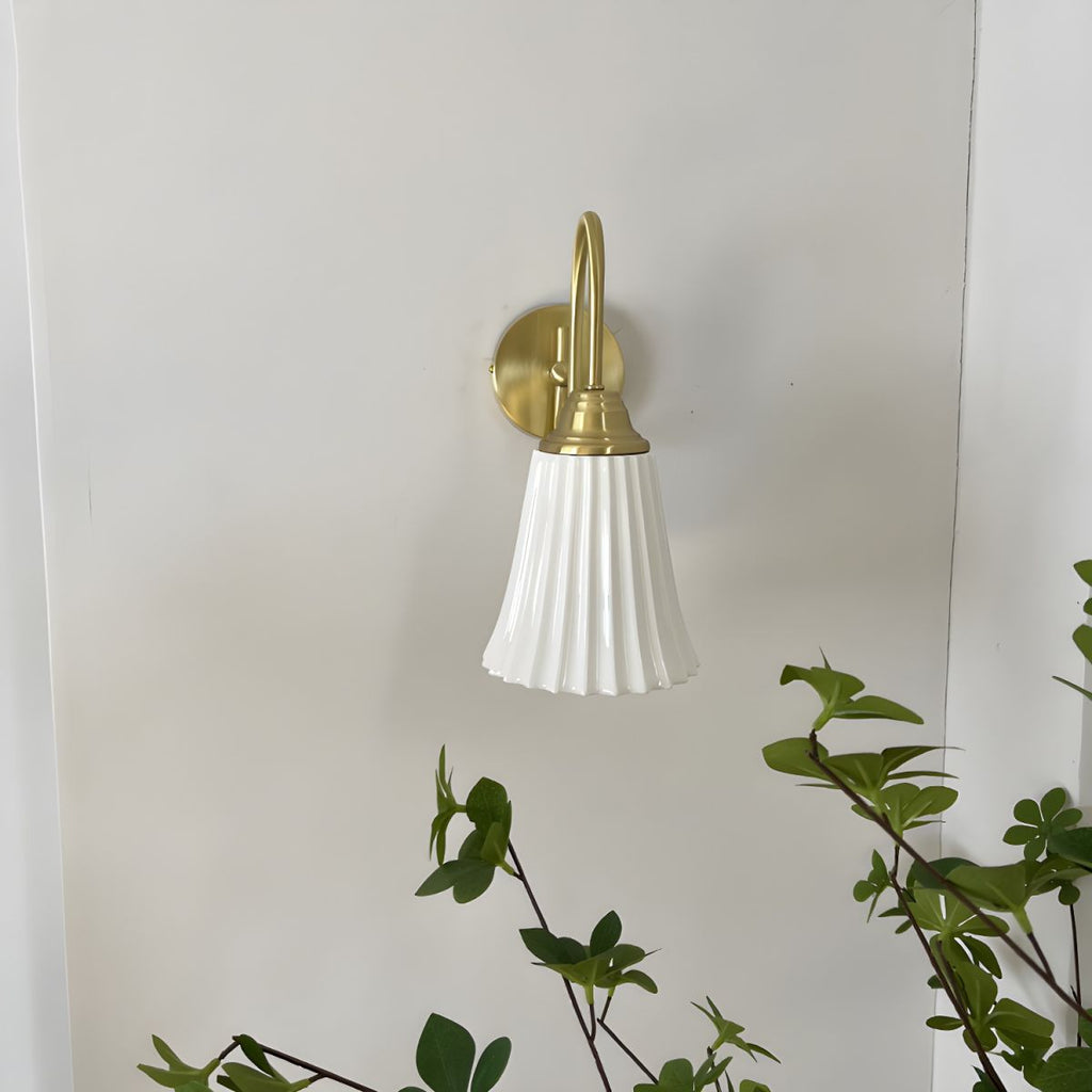Antique Brass Gooseneck Ceramic Wall Lamp