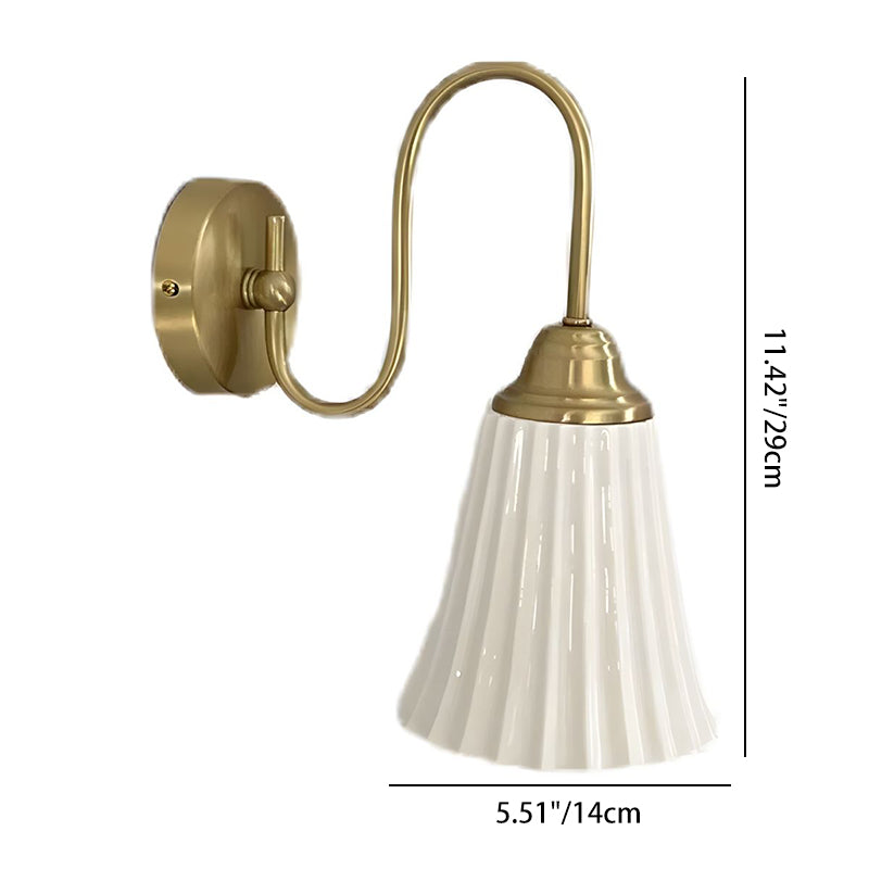 Antique Brass Gooseneck Ceramic Wall Lamp