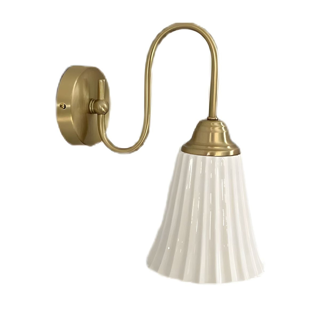Antique Brass Gooseneck Ceramic Wall Lamp