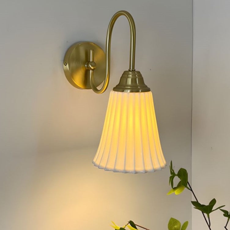 Antique Brass Gooseneck Ceramic Wall Lamp