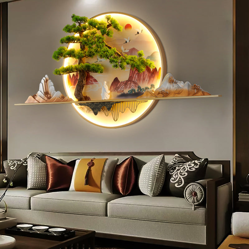 Zen Pine Landscape Aluminum Wall Lamp
