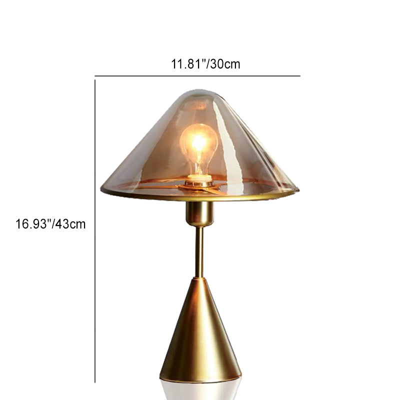 Glass Conical Metal Bedroom Table Lamp