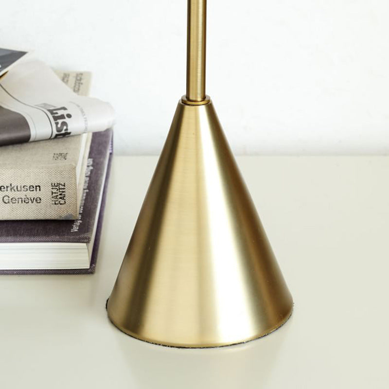 Glass Conical Metal Bedroom Table Lamp