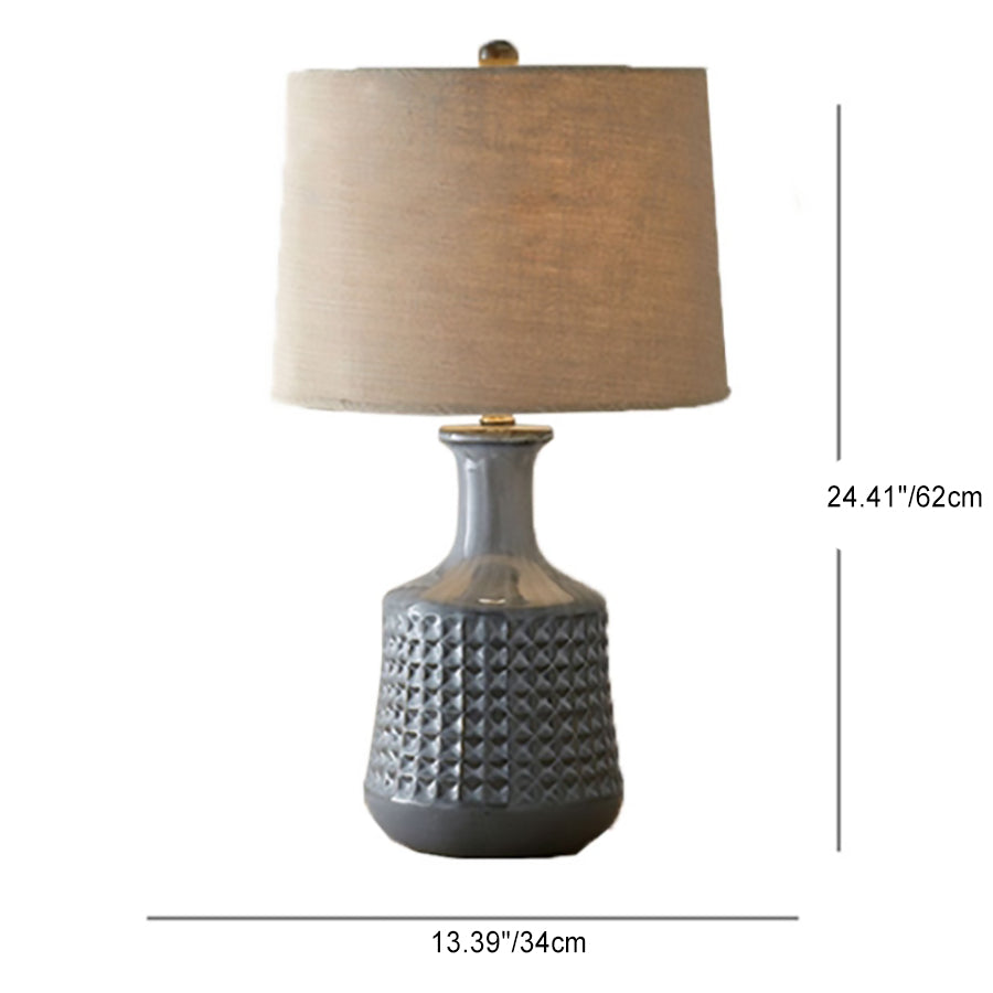 Farmhouse Fabric Conical Ceramic Table Lamp