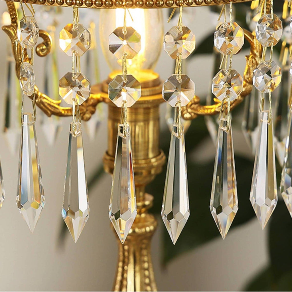 Antique Brass Carved Glass Table Lamp