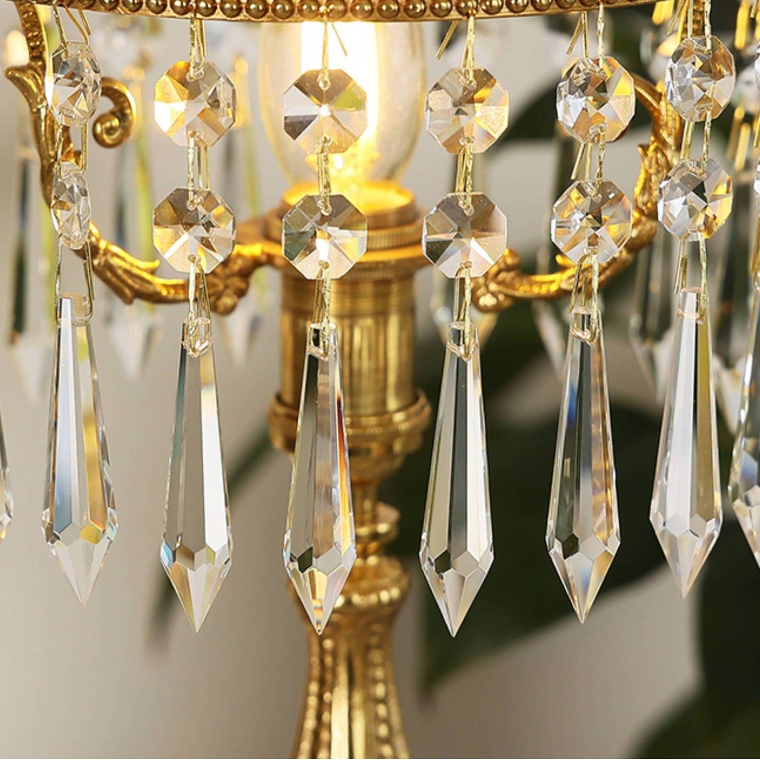 Antique Brass Carved Glass Table Lamp