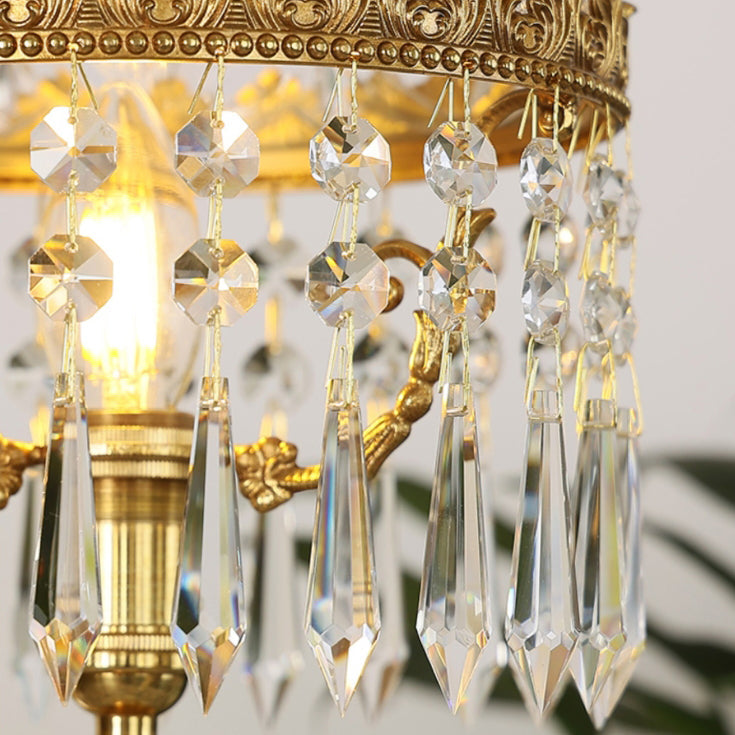 Antique Brass Carved Glass Table Lamp