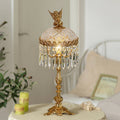 Antique Brass Carved Glass Table Lamp
