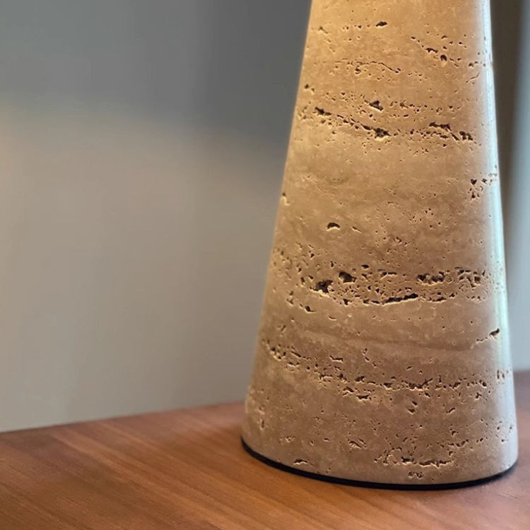 Fabric Conical Yellow Travertine Table Lamp