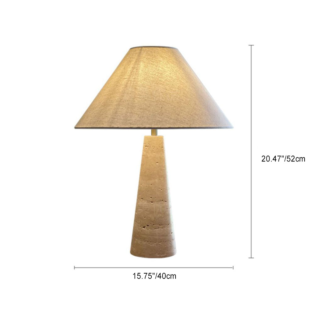 Fabric Conical Yellow Travertine Table Lamp