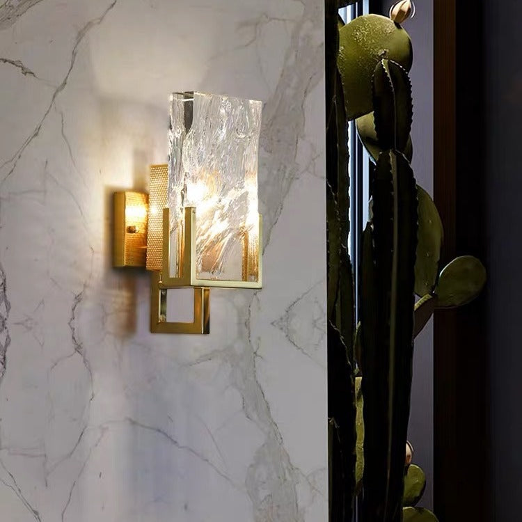 Metal Crystal Rectangular Living Wall Lamp