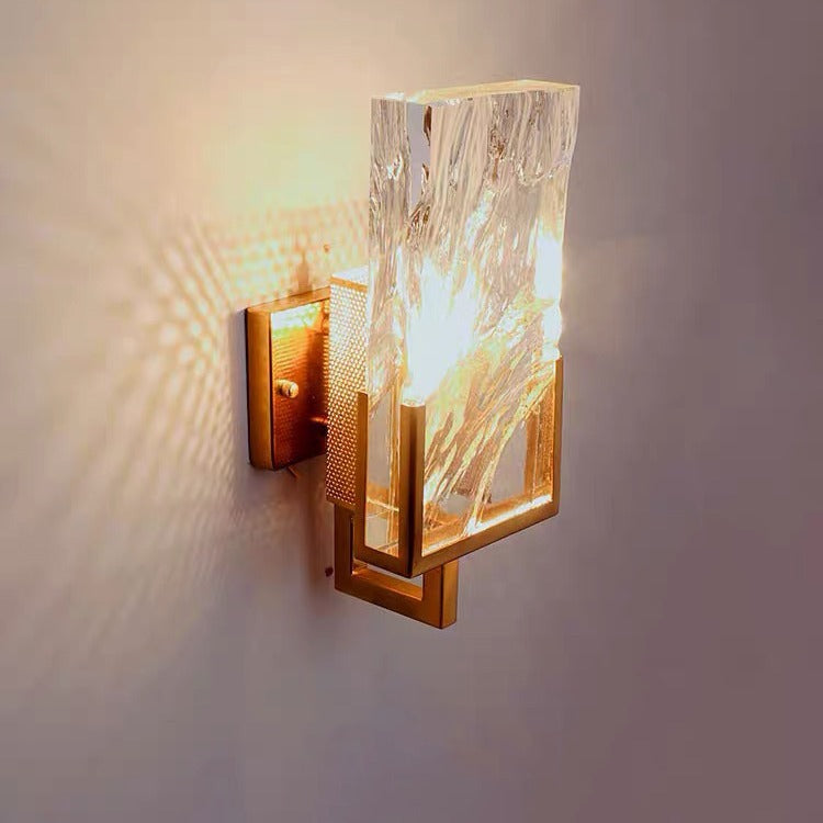 Metal Crystal Rectangular Living Wall Lamp
