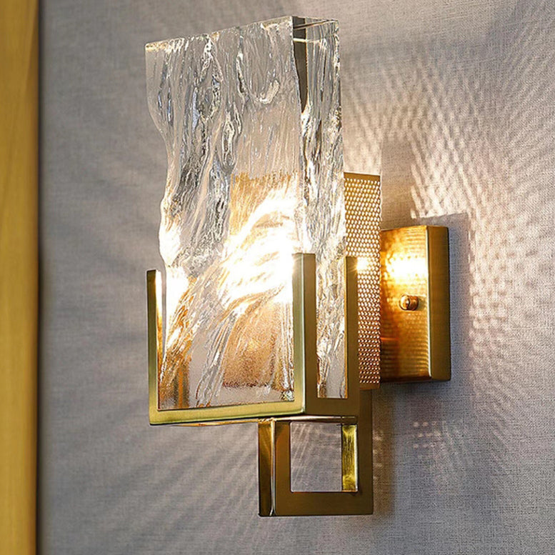 Metal Crystal Rectangular Living Wall Lamp