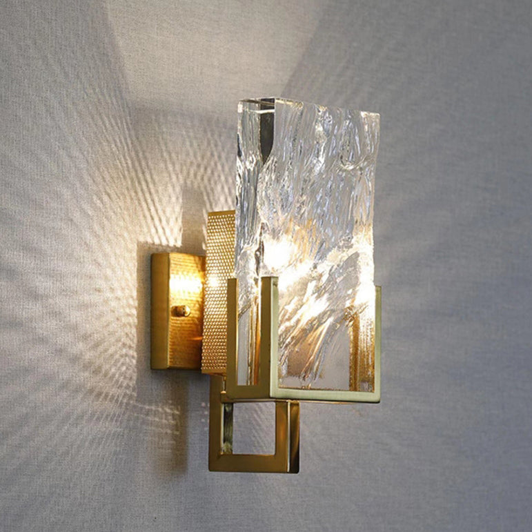 Metal Crystal Rectangular Living Wall Lamp