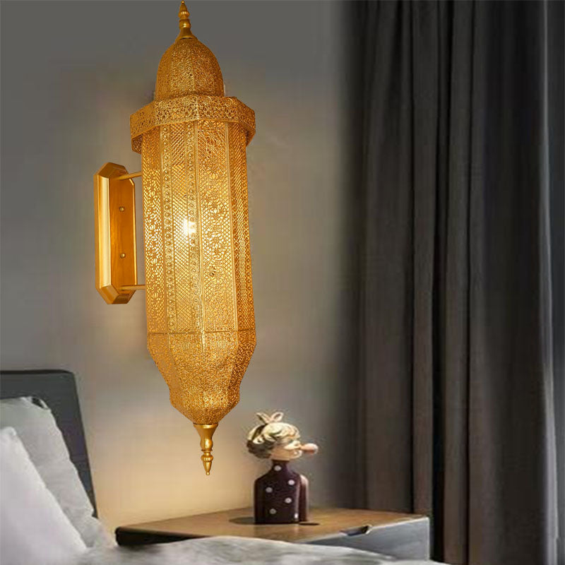 Hollow Carved Iron Column Wall Lamp