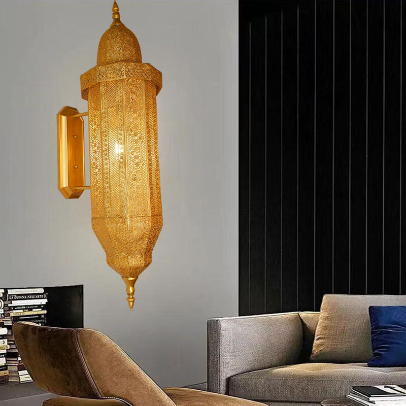 Hollow Carved Iron Column Wall Lamp