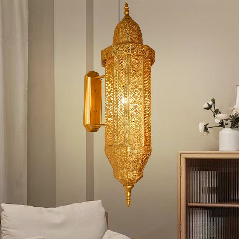 Hollow Carved Iron Column Wall Lamp
