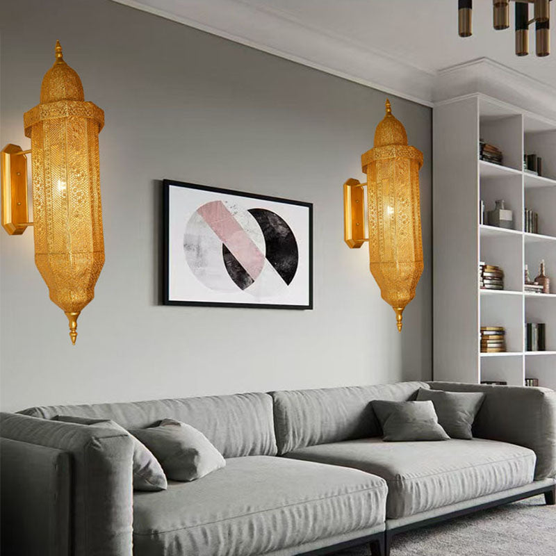 Hollow Carved Iron Column Wall Lamp