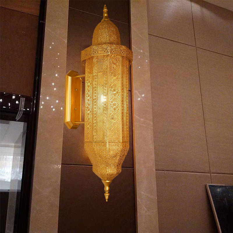 Hollow Carved Iron Column Wall Lamp