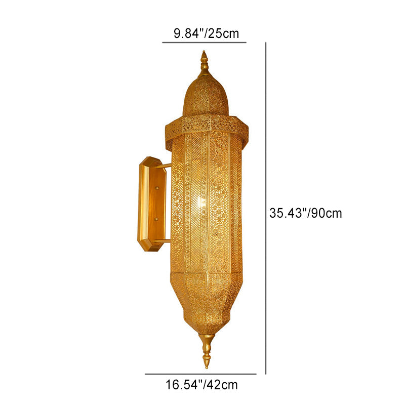 Hollow Carved Iron Column Wall Lamp