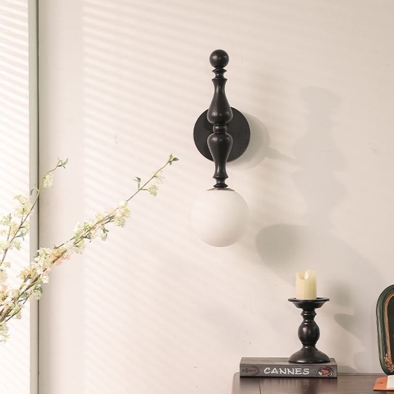 Ash Wood Rod Glass Wall Lamp