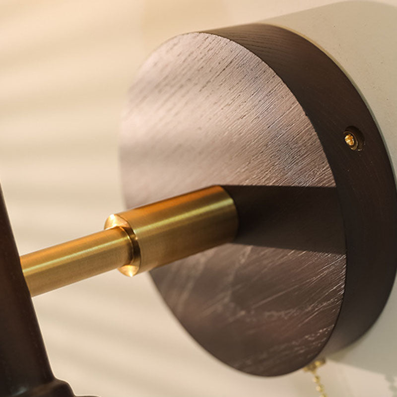 Ash Wood Rod Glass Wall Lamp