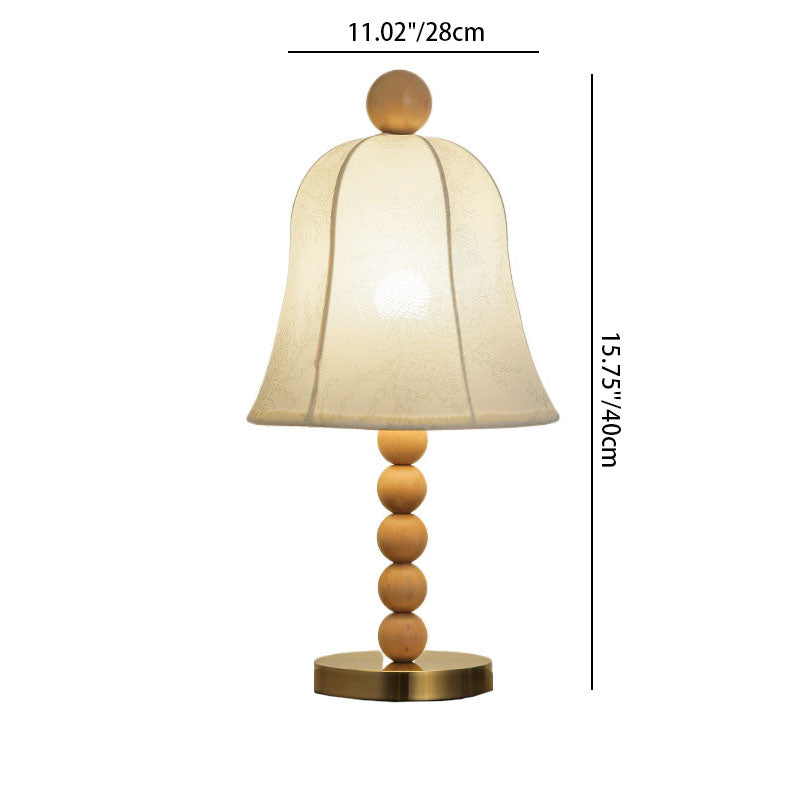 Fabric Bell Solid Wood Table Lamp