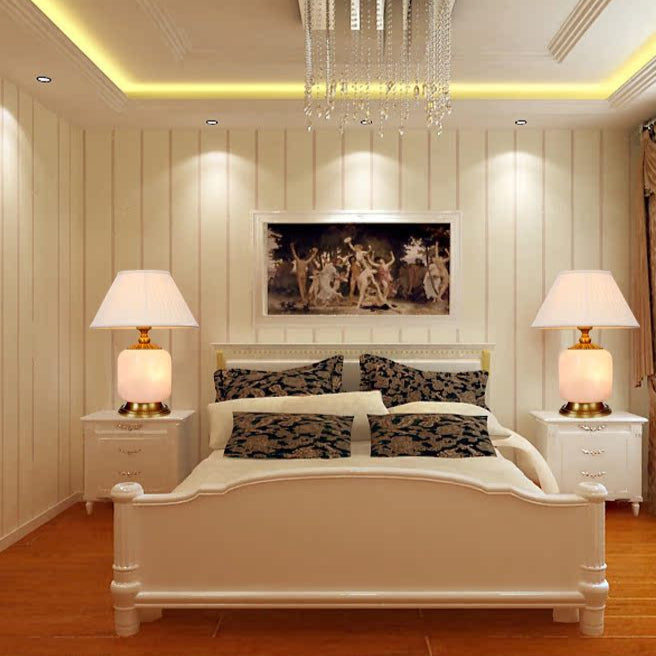 Fabric Marble Cylinder Bedroom Table Lamp
