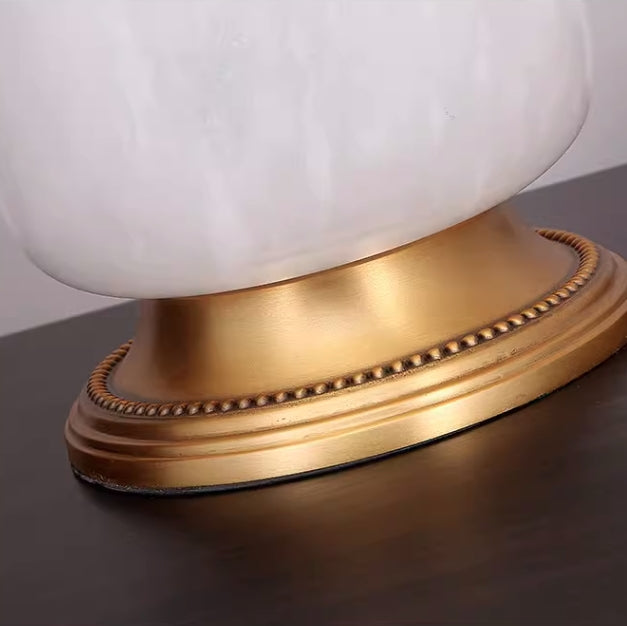 Fabric Marble Cylinder Bedroom Table Lamp