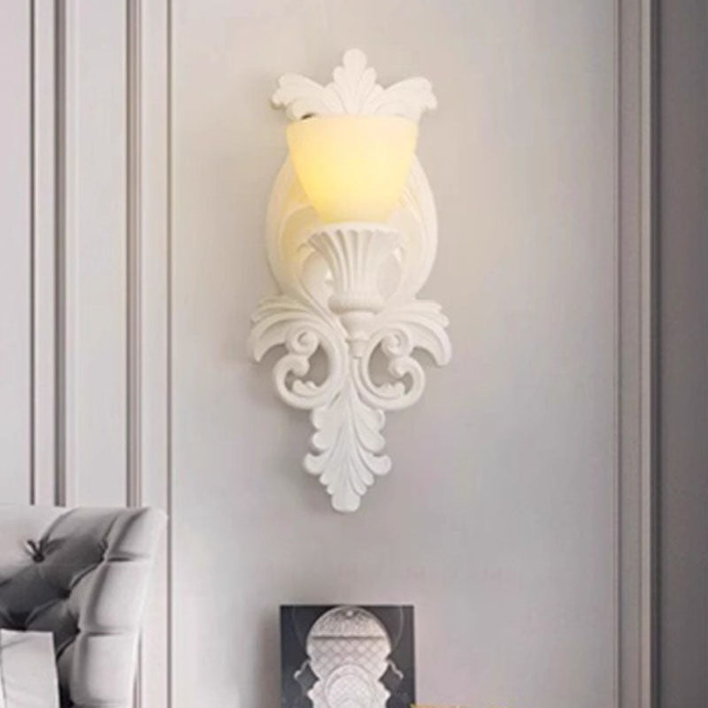 Carving Plaster Candelabra Bedroom Wall Lamp