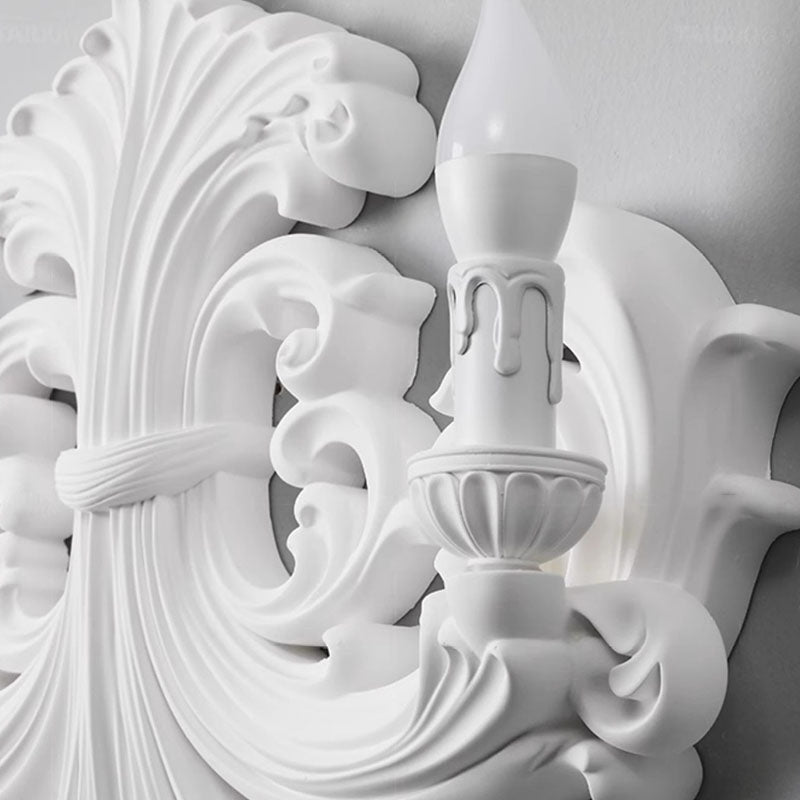 Carving Plaster Candelabra Bedroom Wall Lamp