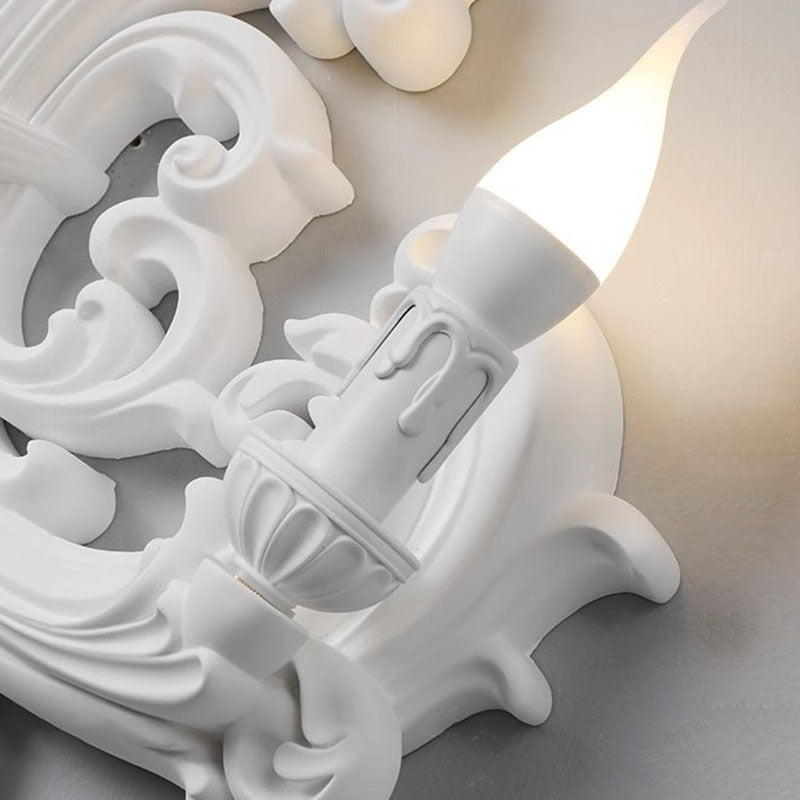 Carving Plaster Candelabra Bedroom Wall Lamp