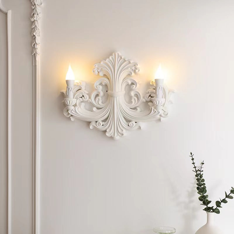 Carving Plaster Candelabra Bedroom Wall Lamp