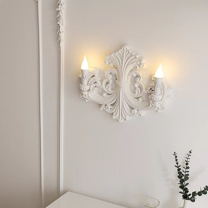 Carving Plaster Candelabra Bedroom Wall Lamp