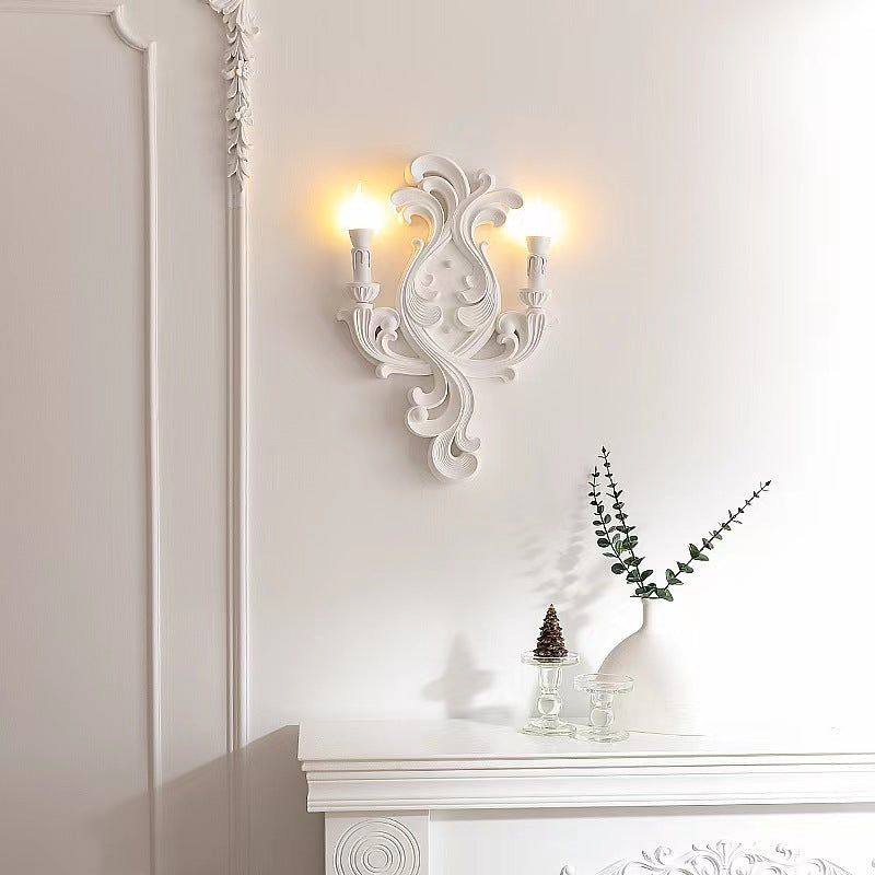 Carving Plaster Candelabra Bedroom Wall Lamp