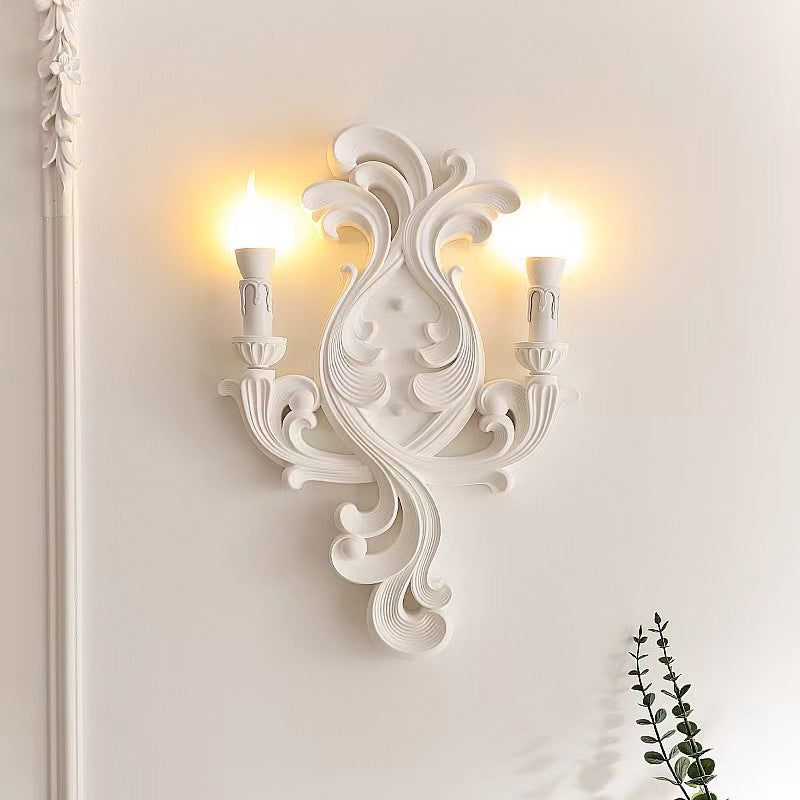 Carving Plaster Candelabra Bedroom Wall Lamp